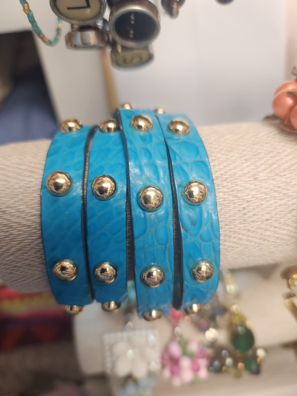 Set of 2 Brahmin Wrap Bracelets (gently worn) Turquoise and White with blue